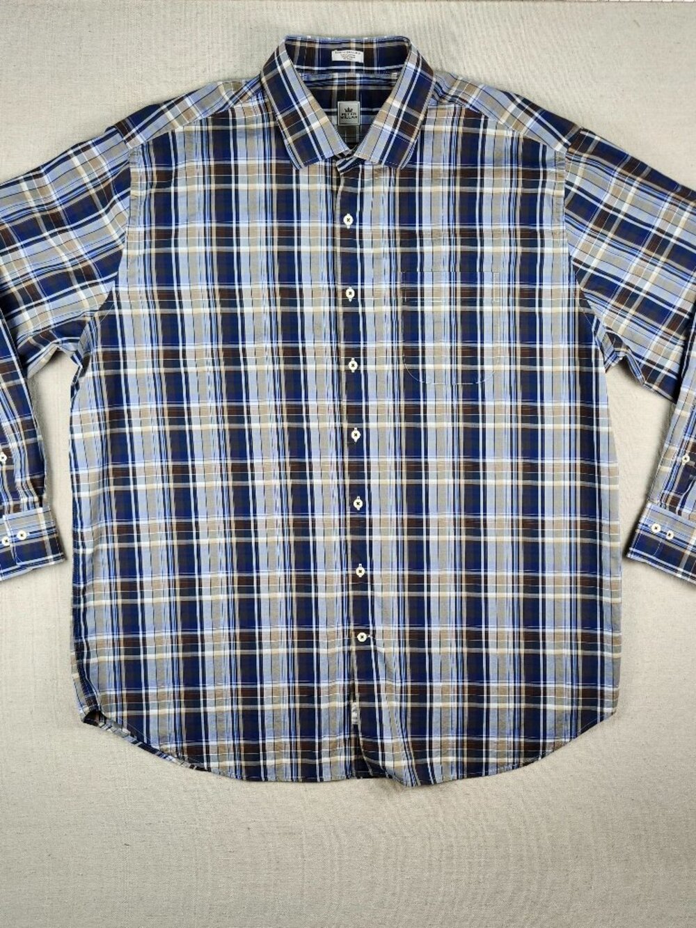 Peter Millar Men's XXL Plaid Long Sleeve Button Down 100% Cotton Shirt